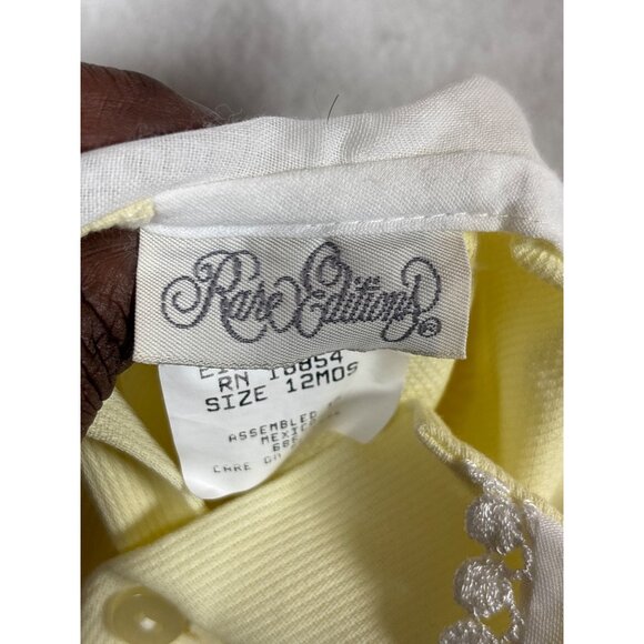 Rare Editions Yellow Baby Dress 12 Months Polyester/Cotton Lace Detail - Picture 3 of 7
